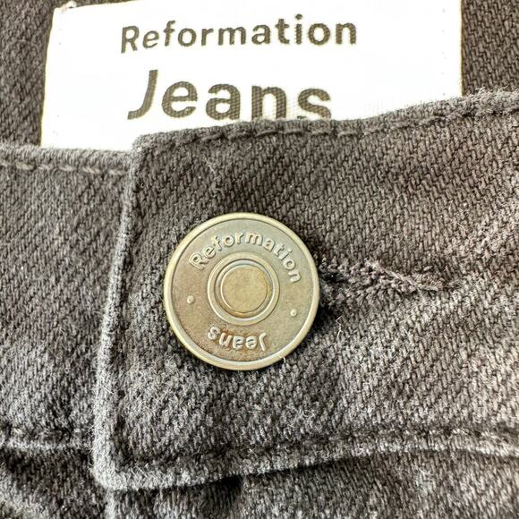 Reformation Womens Liza Slit Hem Ultra High Rise Straight Long Jeans 26 Black - Picture 11 of 14